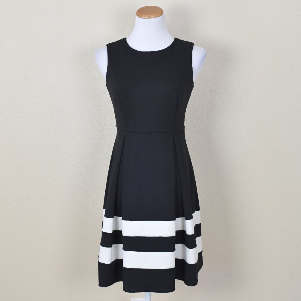 Calvin Klein Stripe A-Line Fit and Flare Dress - Petite 6